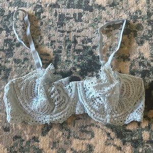 Baby blue unlined lace bra